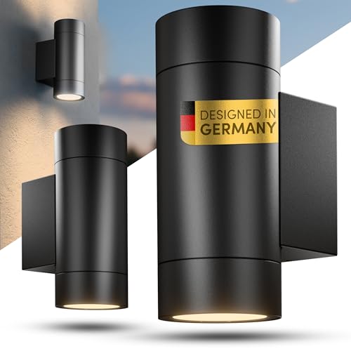 Scandinavian home Aussenlampe Wand 2er Set - Wandleuchte Aussen & Innen mit GU10 Fassung, Außenwandleuchten IP65 - Wandlampe Aussen, Aussenleuchten Hauswand, Außenleuchte Wand - Zweiflammig, Schwarz von Scandinavian home Lysea