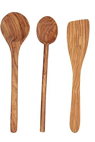 Scanwood Olivenholz Utensilien Spatel Löffel Schöpfkelle Set 32 ​​cm Braun von Scanwood