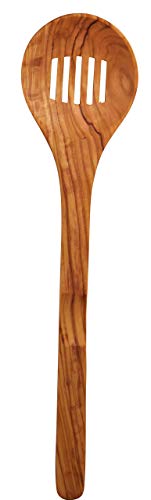 scanwood Kochlöffel, geschlitzt, aus Olivenholz, Länge 30 cm, mit Aufhänge-Öse von Scanwood