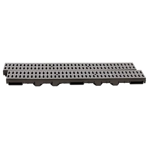 ScarMaxx - 2m Entwässerungsrinne - Bodenrinne - Regenwasser Ablauf - A15 Bauhöhe 60 mm - Komplett Set - für Eck und Kreuzverbindung - Stegrost Klassisch Grau - 13x200x6cm von ScarMaxx