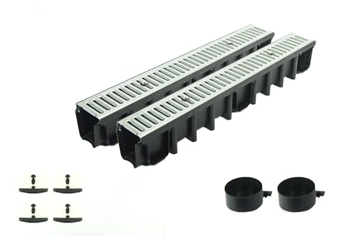 ScarMaxx - 2m Entwässerungsrinne Set - Bodenrinne - Regenwasser Ablauf - Abfluss mit Gitter - A15 Bauhöhe 148mm - Komplett Set - Stegrost Stahl verzinkt - 13x200x14,8cm ScarMaxx - 2m Entwässerungsrinne Set - Bodenrinne - Regenwasser Ablauf - Abfluss mit Gitter - A15 Bauhöhe 148mm - Komplett Set - Stegrost Stahl verzinkt - 13x200x14,8cm von ScarMaxx