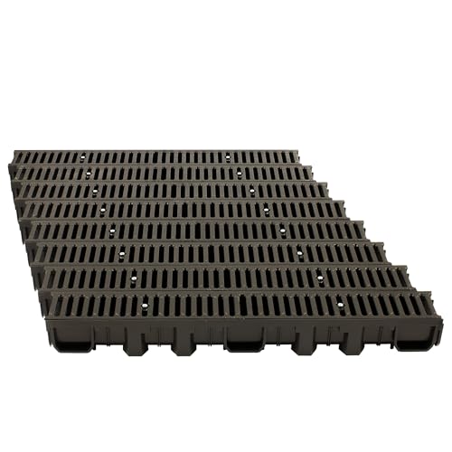 ScarMaxx - 8m Entwässerungsrinne - Bodenrinne - Regenwasser Ablauf - A15 Bauhöhe 60 mm - Komplett Set - für Eck und Kreuzverbindung - Stegrost Klassisch Grau - 13x800x11,5cm von ScarMaxx