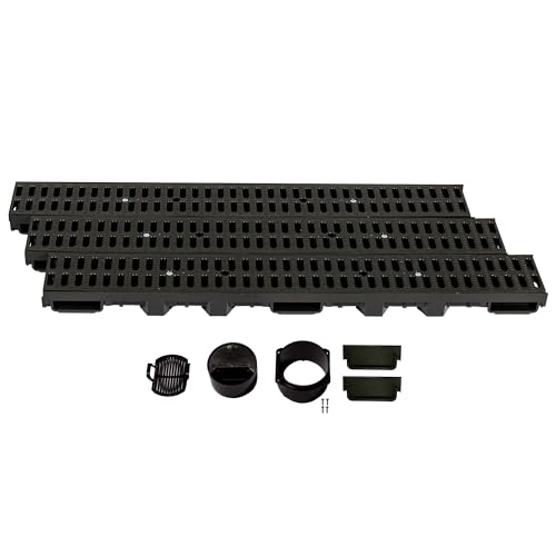 ScarMaxx - A15 Entwässerungsrinne Set - Bodenrinne - Regenwasser-Ablauf - Abfluss mit Gitter - Drainagekanal - Flach - Kunststoff - Bauhöhe 60mm - mit Stegrost Classic Schwarz - 3m ScarMaxx - A15 Entwässerungsrinne Set - Bodenrinne - Regenwasser-Ablauf - Abfluss mit Gitter - Drainagekanal - Flach - Kunststoff - Bauhöhe 60mm - mit Stegrost Classic Schwarz - 3m von ScarMaxx