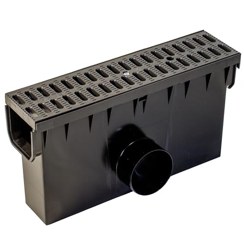 ScarMaxx Hofablauf Hofsinkkasten - Fangkorb A15 Gully Stegrost - Kompatibel mit dem 115-mm-System - Kunststoff - Polypropylen (PP) - 2 x Anschluss für KG-Rohr DN110 - Classic Schwarz von ScarMaxx