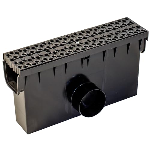 ScarMaxx Hofablauf Hofsinkkasten - Fangkorb A15 Gully Stegrost - Kompatibel mit dem 115-mm-System - Kunststoff - Polypropylen (PP) - 2 x Anschluss für KG-Rohr DN110 - Designrost Bienenwabe Schwarz von ScarMaxx