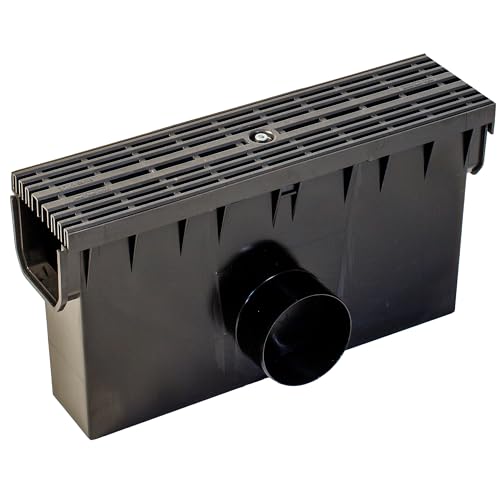 ScarMaxx Hofablauf Hofsinkkasten - Fangkorb A15 Gully Stegrost - Kompatibel mit dem 115-mm-System - Kunststoff - Polypropylen (PP) - 2 x Anschluss für KG-Rohr DN110 - Line Schwarz von ScarMaxx