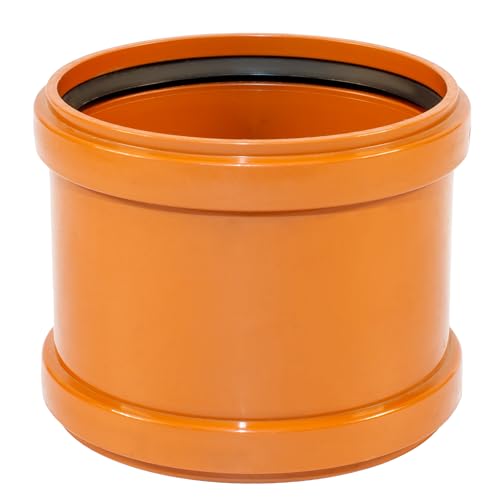 ScarMaxx - KG Rohr - KG-Überschiebmuffe - DN200 - Überschiebmuffe mit Dichtung - für Externe Entwässerungssysteme - Abwasser Installation - Kanalrohrsystem - Polyvinylchlorid - Orange von ScarMaxx