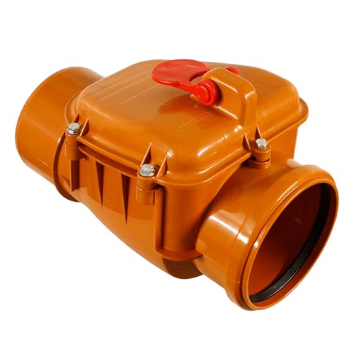 ScarMaxx - Rückstauklappe - Kunststoff Rückstauverschluss - DN 160 - Schutz vor Eindringen von Nagetieren in Abwassersystem - Waagerecht - Farbe Orange/Rot - 40,5x26x29cm von ScarMaxx