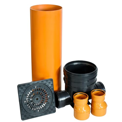 ScarMaxx - Schachtsystem Set - Kontrollschacht DN315 - PVC Kunststoffrohr - Schachtböden gerade, 1m Rohr, Deckel Viereckig Regen - Höhe 128, Breite 85cm - 2x DN 125-2 x Reduzierung 160/125 von ScarMaxx