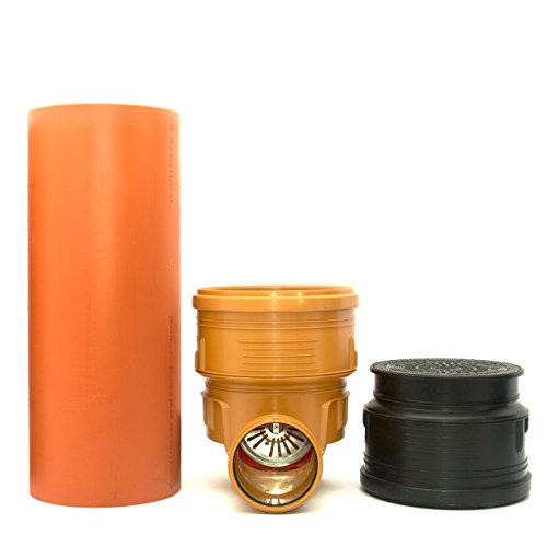 Scarmaxx - KG Rohr DN 400 mit Deckel A15 Wasserdicht mit Geruchsverschluss & 2x Anschluss DN160 - Kontrollschacht aus robustem PP - Abwasserschacht, Steigrohr, Revisionsschacht - Komplettes Set von ScarMaxx