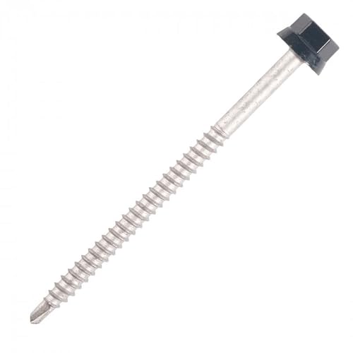 SCELL-IT Stahlschraube mit geriffelter Spitze, Holzhalterung, Ø 6,3 x 150 mm, TH12-Braun rot RAL8012, Packung mit 100-ZTW-63150-8012 von Scell-it
