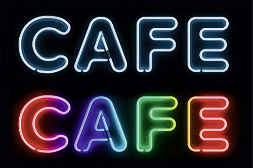 Scenolia Bild auf Leinwand Cafe NEON 60 x 40 cm | Wanddeko | 100% von Scenolia