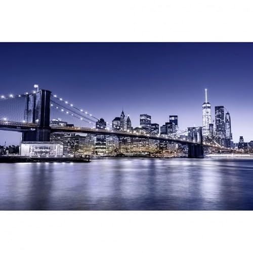 Scenolia Wandbild Acrylglas Blue Brooklyn Bridge 60x40 cm | Wanddekoration Qualität | 100% von Scenolia