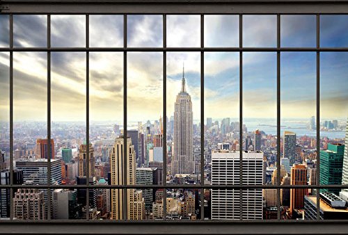 Scenolia Vliestapete New York ab dem Büro, 4 x 2,70 m – Wanddekoration mit Trompeteneffekt, Panorama Tapisserie, XXL – einfache Anbringung und HD-Qualität von Scenolia
