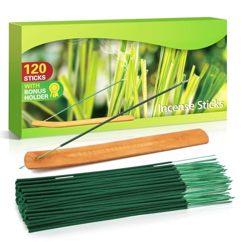 Scent-Hi Citronella Räucherstäbchen, Natürliches Citronella Ätherischem Öl Set 120 Stäbchen für Innen und Draußen, Garten, Balkone, Terrassen, mit Räucherstäbchen Halter von Scent-Hi