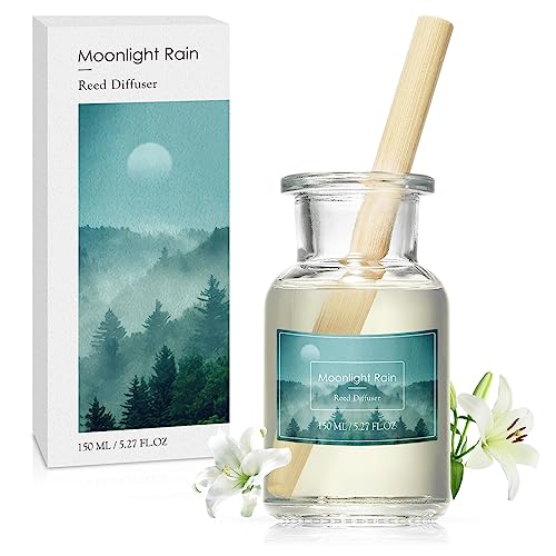 Scent-Hi Duftstäbchen Raumduft, 150 ml Mondlicht Regen Meeresbrise ätherische Öle Duft Diffuser mit Stäbchen, Heimdekoration, Geschenk im Schlafzimmer, Büro, Badezimmer von Scent-Hi