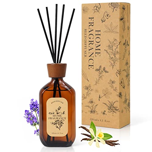 Raumduft Diffuser Stäbchen Duftöldiffusoren 120 ml - Lavendel und Vanille - Natürlich, Langanhaltend, fur Raum, Zuhausem, Büro, Spa mit 6 Duftstäbchen - Raumduft-Set von Scent-Hi