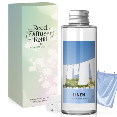 Scent-Hi Raumduft Nachfüller, 200ml Leinen Huile parfumée, Nachfüller für Lufterfrischer, Reed Diffuser Refill Pour Chambre à Coucher, Salle de Bain, Bureau, Maison déco von Scent-Hi