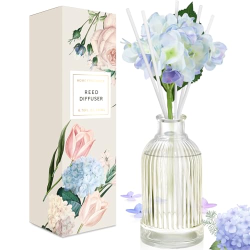 Scent-Hi Raumduft Reed Diffuser Stäbchen, Wald Nebel Duftöldiffusoren 200 ml, Natürlich, Langanhaltend, Home Duft Zimmerduft für Badezimmer Regal Dekoration-Hortensie von Scent-Hi