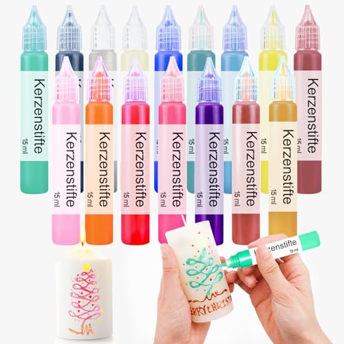 Scentoria 16 Stück Wachsstifte für Kerzen, Kerzen Bemalen Set 16x15 ml Kerzenstifte, Keramik Bemalen Set, Kerzen Selber Machen Set, Candle Pen, Kerzenstifte zum Verzieren （Perlglanz C） von Scentoria