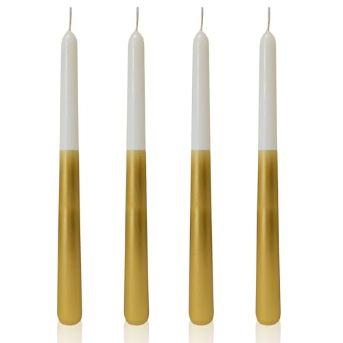 Scentoria 4 Stück Spitzkerzen Gold, Stabkerzen, Tropfkerzen, Goldene Kerzen, Kerzen Gold, Goldene Kerzen, Stabkerzen Gold,Stabkerzen Bunt, Spitzkerzen Höhe 25 cm ø 1,8 cm Weißgold Scentoria 4 Stück Spitzkerzen Gold, Stabkerzen, Tropfkerzen, Goldene Kerzen, Kerzen Gold, Goldene Kerzen, Stabkerzen Gold,Stabkerzen Bunt, Spitzkerzen Höhe 25 cm ø 1,8 cm Weißgold von Scentoria