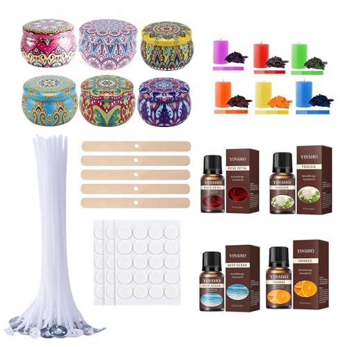 Scentoria Kerzen Selber Machen Set, Kerzen Selber Machen, Kerzenwachs zum Gießen, 50 Kerzendochte, 6 Kerzendosen, 6 Kerzenfarbe, 50 Kerzen Aufkleber, 5 Dochthalter, Candle Making Kit C Scentoria Kerzen Selber Machen Set, Kerzen Selber Machen, Kerzenwachs zum Gießen, 50 Kerzendochte, 6 Kerzendosen, 6 Kerzenfarbe, 50 Kerzen Aufkleber, 5 Dochthalter, Candle Making Kit C von Scentoria