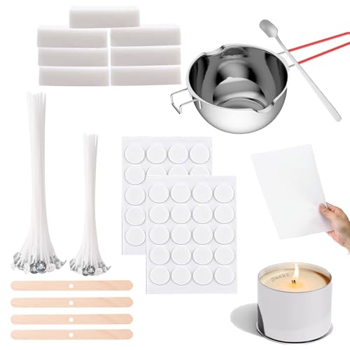 Scentoria Kerzen Selber Machen Set, Kerzenwachs zum Gießen, Wachsschmelztopf und 40 Kerzendochte, 7 klumpiges Sojawachs, Docht Aufkleber, Dochthalter, Candle Making Kit für Erwachsene und Kinder E Scentoria Kerzen Selber Machen Set, Kerzenwachs zum Gießen, Wachsschmelztopf und 40 Kerzendochte, 7 klumpiges Sojawachs, Docht Aufkleber, Dochthalter, Candle Making Kit für Erwachsene und Kinder E von Scentoria