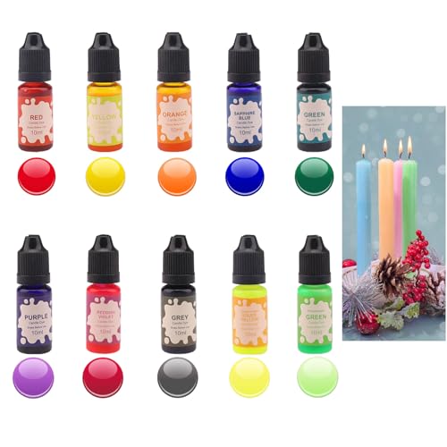 Scentoria Kerzenfarbe,10 Kerzenfarben, Kerzenwachs Farbe, Kerzen Farbe, Farbe für Kerzenwachs, Kerzenfarben zum Kerzen Gießen, Kerzen Selber Machen Set, für DIY Kerze,Kerzenherstellung (je 10 ml) Scentoria Kerzenfarbe,10 Kerzenfarben, Kerzenwachs Farbe, Kerzen Farbe, Farbe für Kerzenwachs, Kerzenfarben zum Kerzen Gießen, Kerzen Selber Machen Set, für DIY Kerze,Kerzenherstellung (je 10 ml) von Scentoria