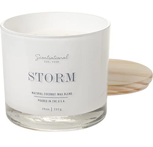 Natürliche Kokosnuss + Bienenwachs-Duftkerze Storm (alle Kappen), XL, weißes Glas mit Holzdeckel, 740 ml von Scentsational Candle Co.