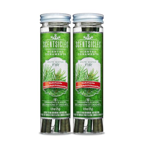 Scentsicles 2er Set Duftstäbchen für deinen Weihnachtsbaum - White Winter Fir - 2 Tuben mit je 6 Duftstäbchen mit bis zu 30 Tage Duftdauer - Scented Ornament Fragrance Sticks von Scentsicles