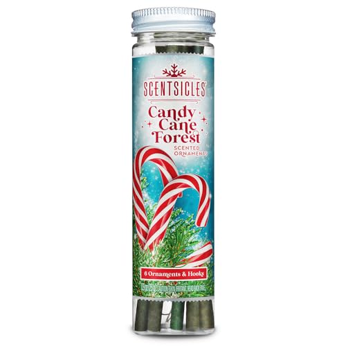 Scentsicles Duftende Weihnachtsdekoration aus Zuckerstangen mit Haken, 1 Flasche (insgesamt 6 Stäbchen) von Scentsicles