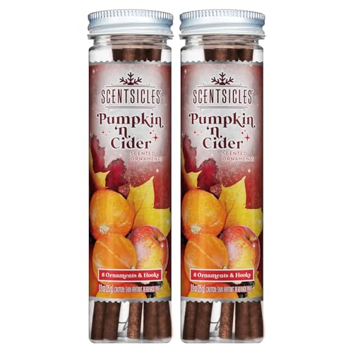 Scentsicles Spiced Pumpkin n Cider Duft-Weihnachtsschmuck mit Haken, 2 Flaschen (insgesamt 12 Stäbchen) von Scentsicles