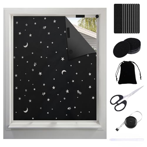 Scettar verdunklungsstoff Sets， verdunkelungsrollo ohne Bohren,Tragbare dachfenster verdunkelung Stoff,Fenster verdunkelung Sonnenschutzvorhänge mit Wärmedämmschicht (100x145-B) von Scettar