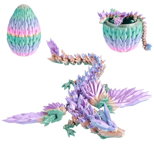 SchSin 3D -gedruckter Drache mit Drachenei Ei Flexible artikulierte Drachenspielzeug farbenfrohe 3D -gedruckte Drachenschmuck exquisite 3D -artikulierte Drachenspielzeug für Office -Fischtankdekoratio von SchSin