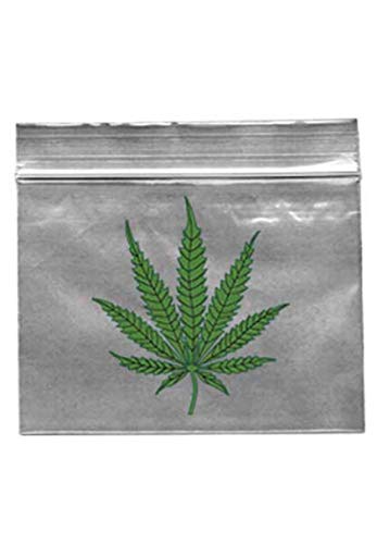 100 x Zip Druckverschluss Beutel (347) mit Blattmotiv, 40 x 60mm von Black Leaf