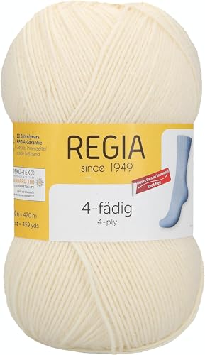 REGIA 4-fädig Uni 9801268-01992 natur Handstrickgarn, Sockengarn, 100g Knäuel von Regia