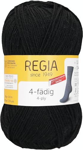 Schachenmayr Regia 4-Fädig Uni, 50G black Handstrickgarne von Regia