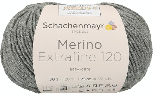 Schachenmayr Merino Extrafine 120, 50G medium grey heather Handstrickgarne von Schachenmayr since 1822