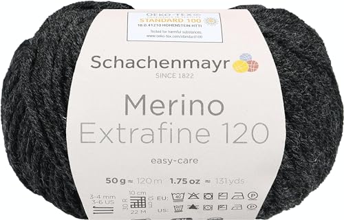 Schachenmayr Merino Extrafine 85 9807554-00298 anthrazit meliert Handstrickgarn, Schurwolle von Schachenmayr since 1822