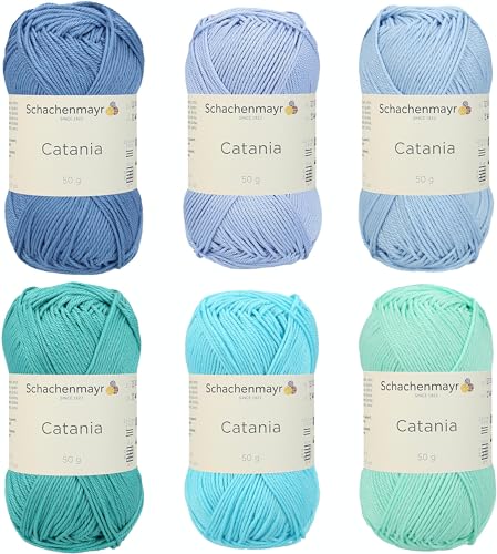 Schachenmayr Catania, Set baby blau mix Handstrickgarne von Schachenmayr since 1822