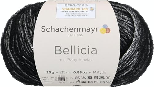 Schachenmayr Belicia, 25G schwarz/weiß Handstrickgarne von Schachenmayr since 1822