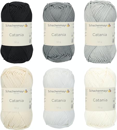 Schachenmayr Catania, Set schwarz Weiss Mix Handstrickgarne von Schachenmayr since 1822