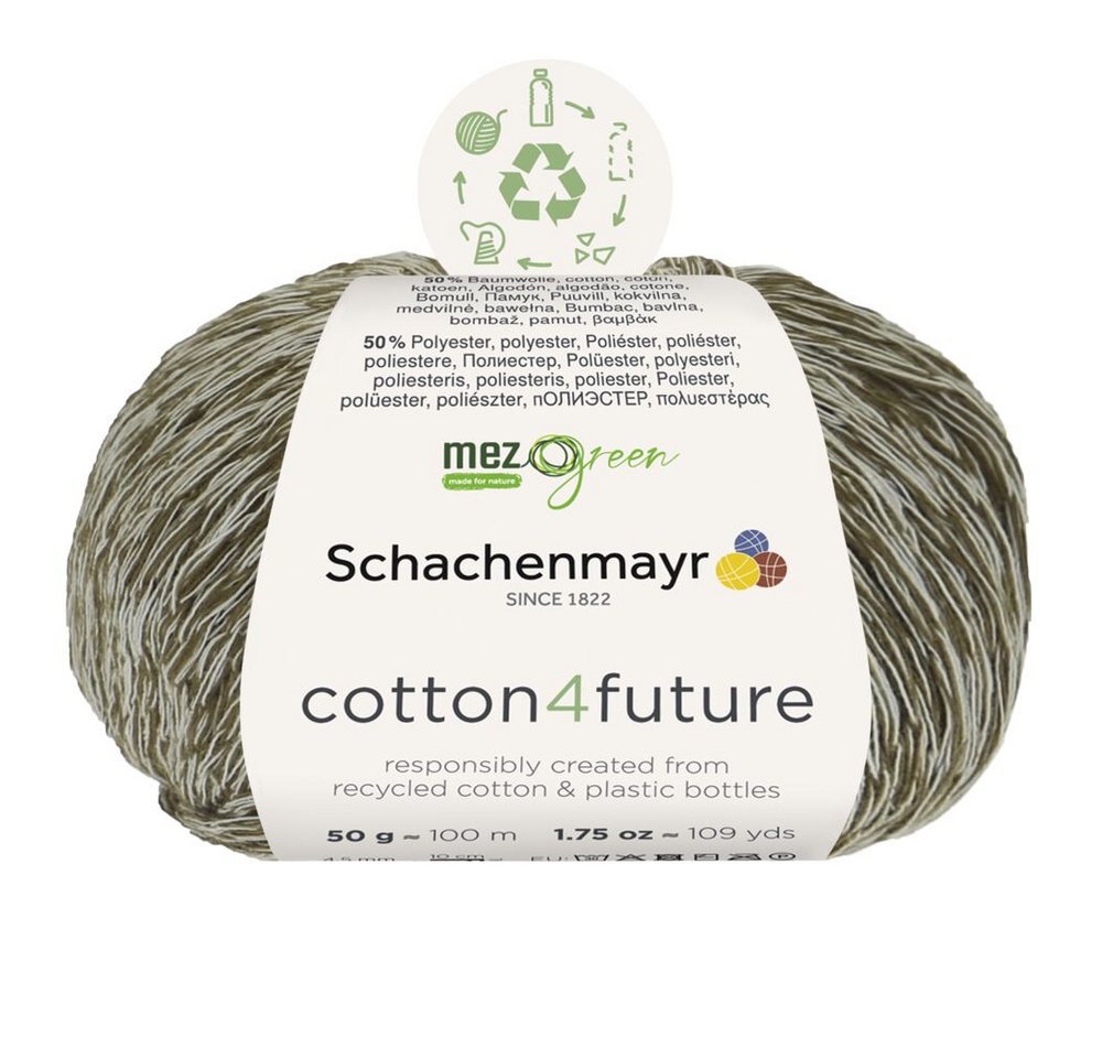 Schachenmayr Wolle cotton4future Baumwollmischgarn zum Stricken und Häkeln Häkelwolle, 100,00 m (Strickgarn, Strickwolle, Handstrickgarn, 50% Baumwolle, 50% Polyester), aus recycelten Materialien von Schachenmayr