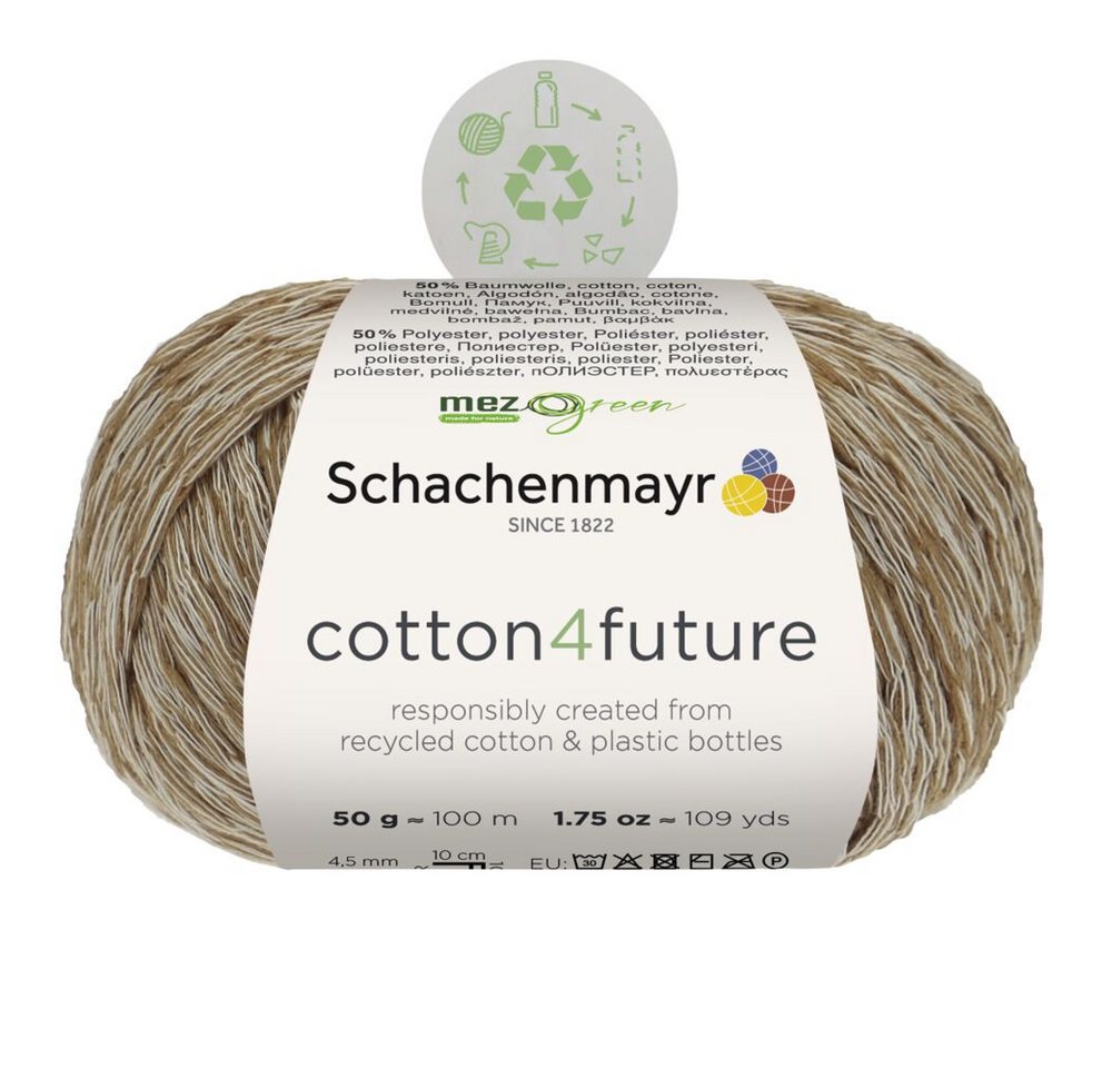 Schachenmayr Wolle cotton4future Baumwollmischgarn zum Stricken und Häkeln Häkelwolle, 100,00 m (Strickgarn, Strickwolle, Handstrickgarn, 50% Baumwolle, 50% Polyester), aus recycelten Materialien von Schachenmayr