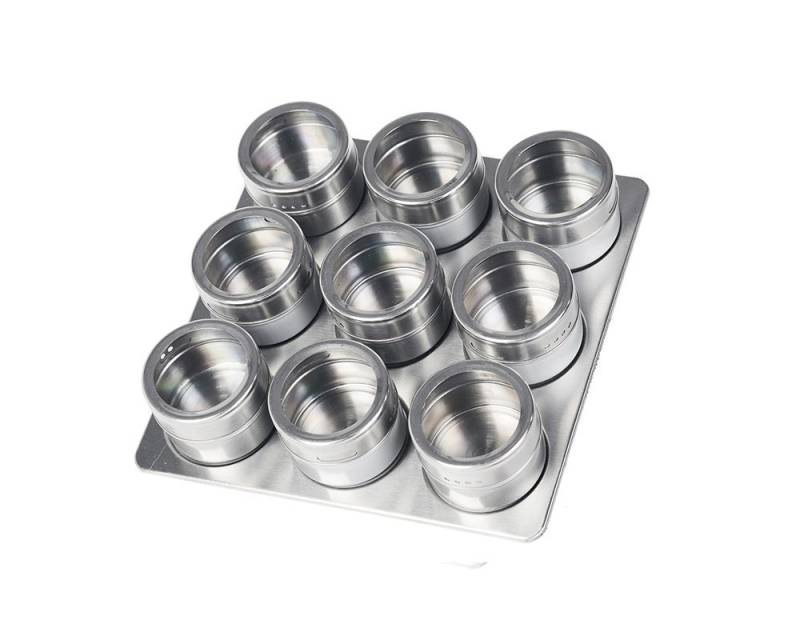 Schäfer Elektronik Gewürzbehälter 10tlg Edelstahl Metallic Gewürzdosenset Gewurzregal Gewürz Behälter, (10-tlg) von Schäfer Elektronik