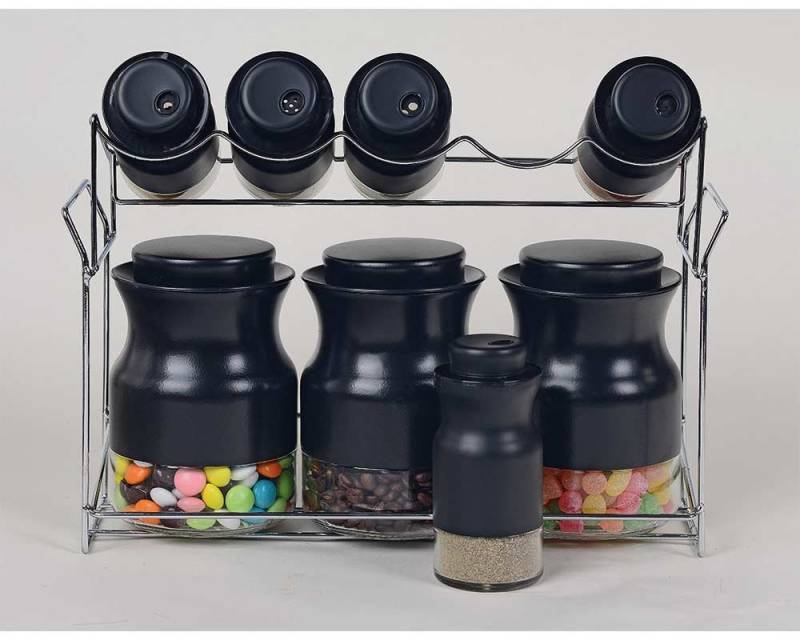 Schäfer Elektronik Gewürzregal Kitchen House 9-teiliges Gewürz-Set aus Glas inklusive Ständer Gewürzr, 9-tlg. von Schäfer Elektronik