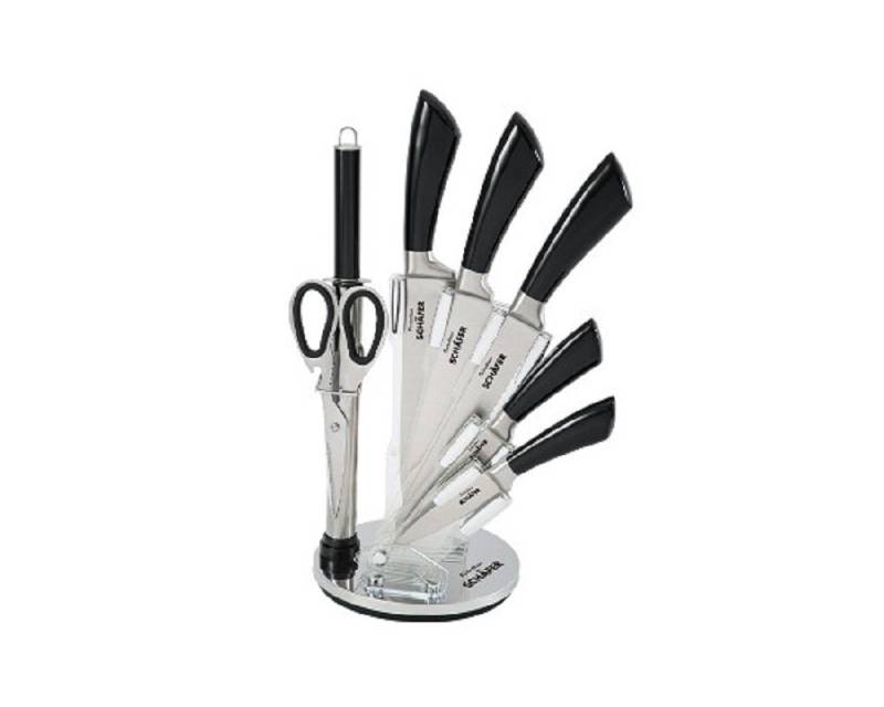 Schäfer Elektronik Messer-Set Messerblock Messerset Metallic Black (8tlg) Ergonomische Griffe (8-tlg) von Schäfer Elektronik