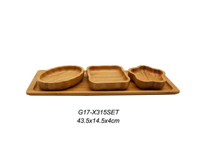 Schäfer Elektronik Schale Schäfer Holzbrett 43,5 x 14,5 x 4 cm Snackschalen 4er Set St.Trapez Se, Holz von Schäfer Elektronik