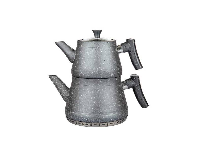 Schäfer Elektronik Teekanne - Caydanlik Teekessel und Wasserkessel in Granitoptik, ideal für Familien, perfekt für Teegenuss von Schäfer Elektronik
