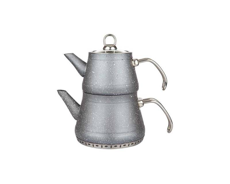 Schäfer Elektronik Teekanne - Caydanlik Teekessel und Wasserkessel in Granitoptik, ideal für Familien, perfekt für Teegenuss von Schäfer Elektronik